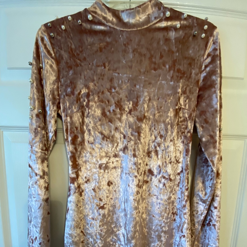 Pearl studded velvet dress